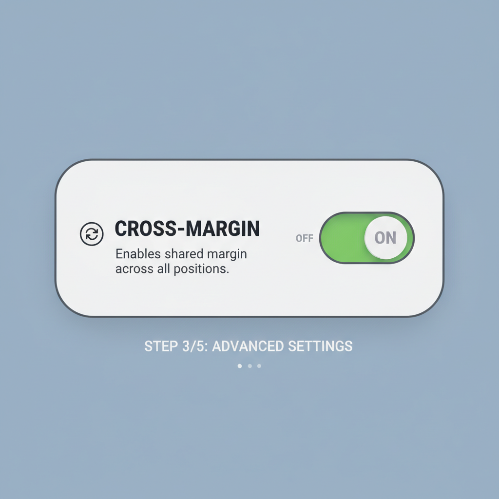 toggle switch enabling cross-margin in trading platform settings, green activated, clean UI