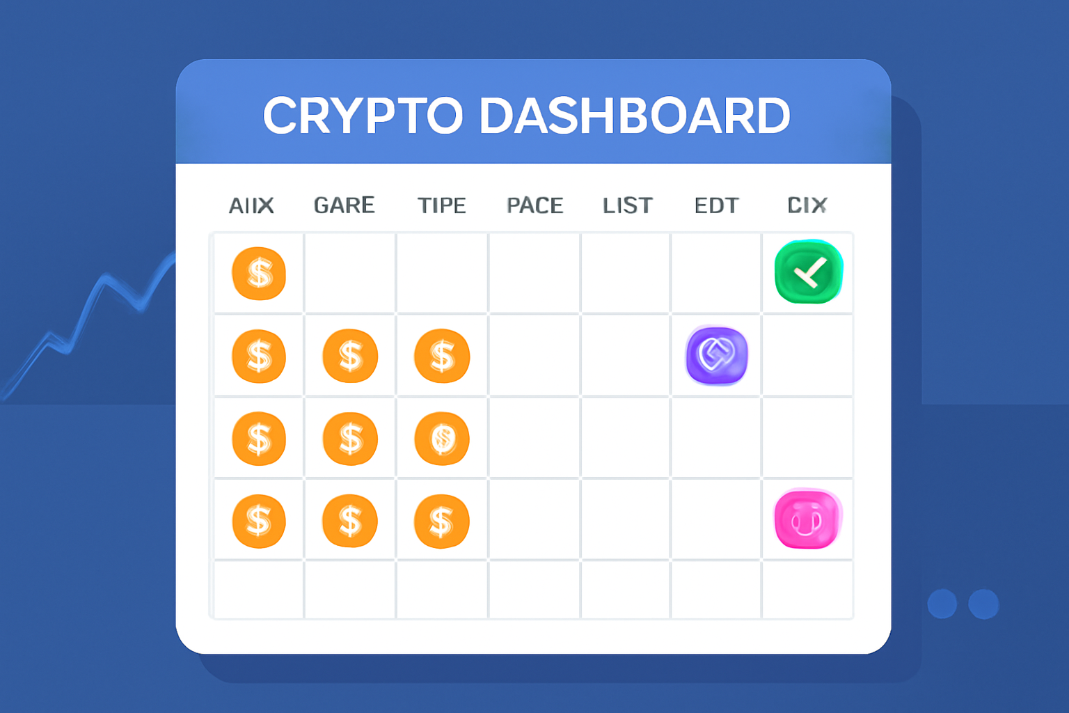 A calendar overlay on a crypto dashboard, highlighting regular transactions and trending dApps icons. Dynamic, engaging, and clear visuals.