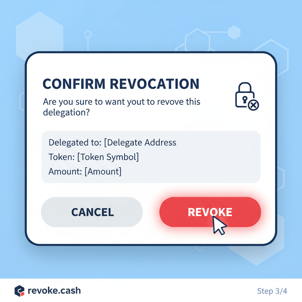 revoke.cash revoke button clicked on delegation, confirmation screen
