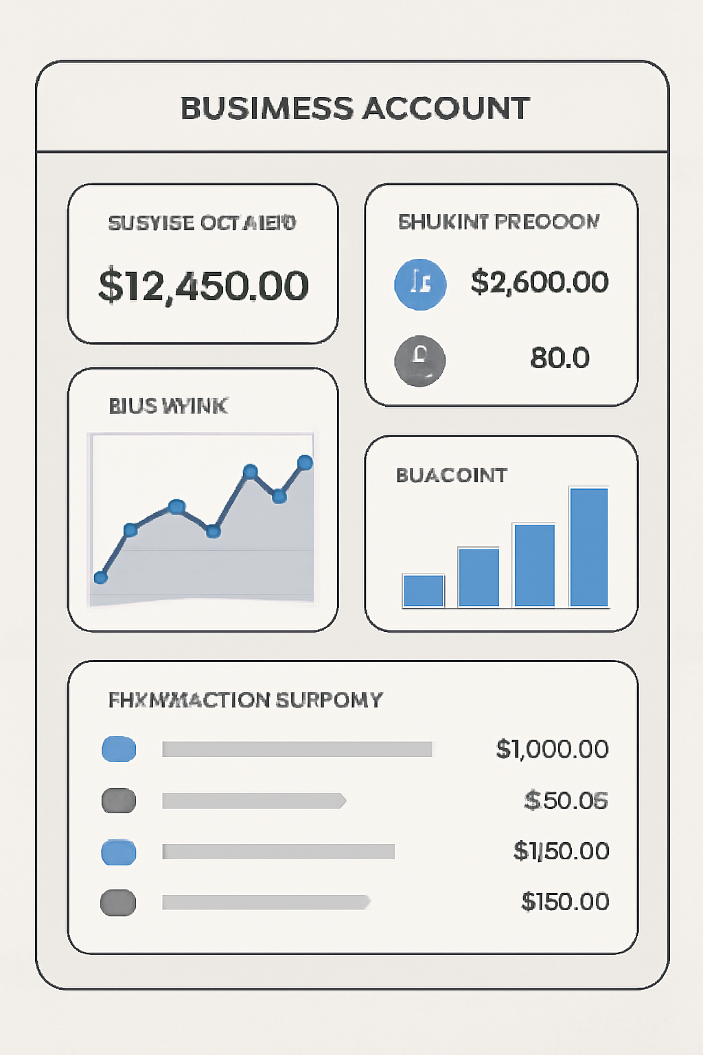 A business account dashboard showing recent deposits in both fiat and crypto, with live charts and transaction history.