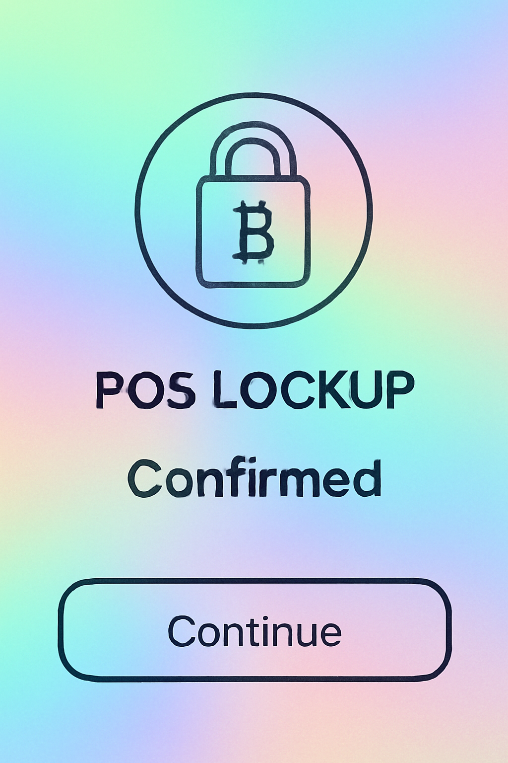 confirmation screen for pos lockup on goat rollup, secure bitcoin lock icon, holographic