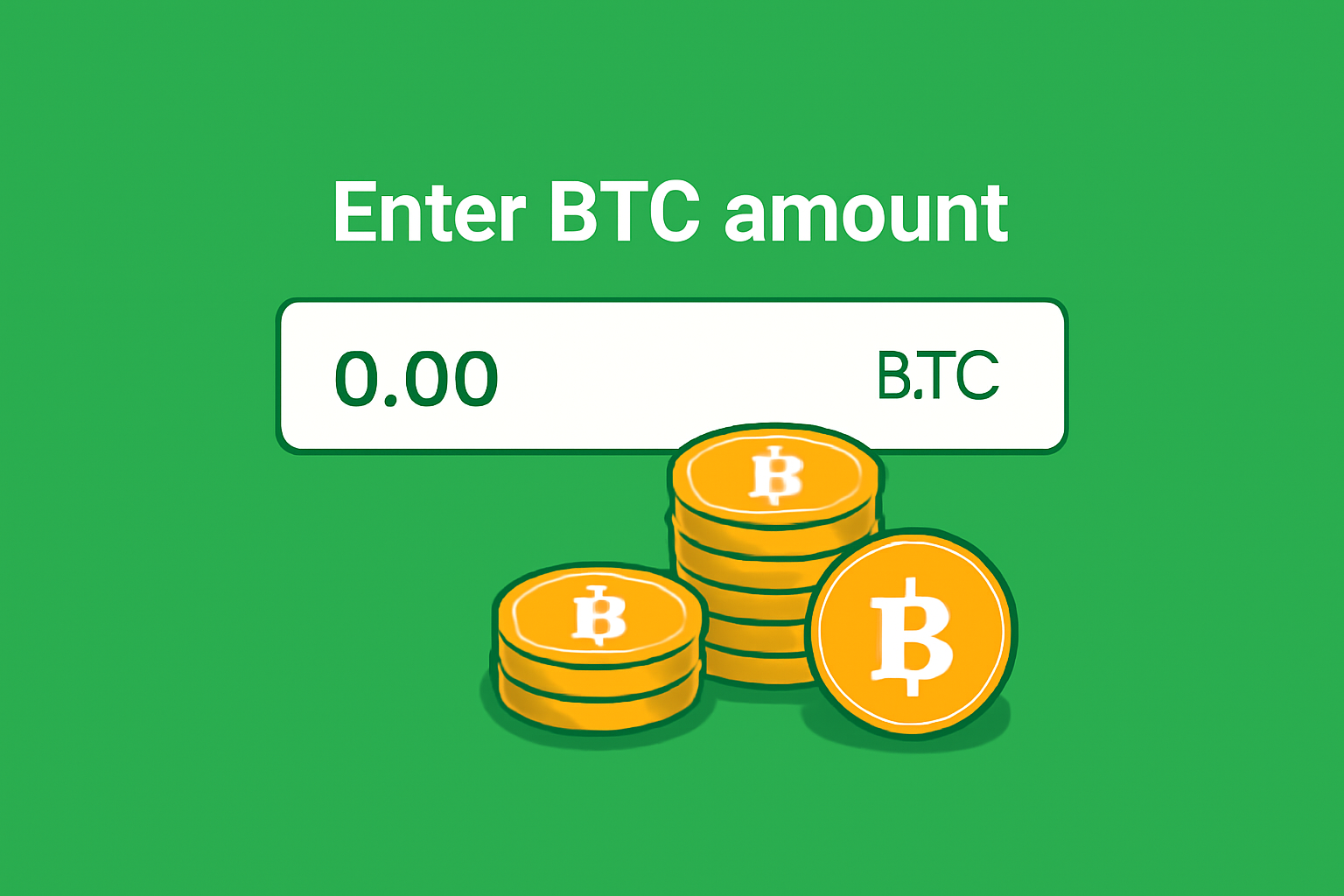input field delegating btc amount on staking interface, bitcoin icons stacking, vibrant green