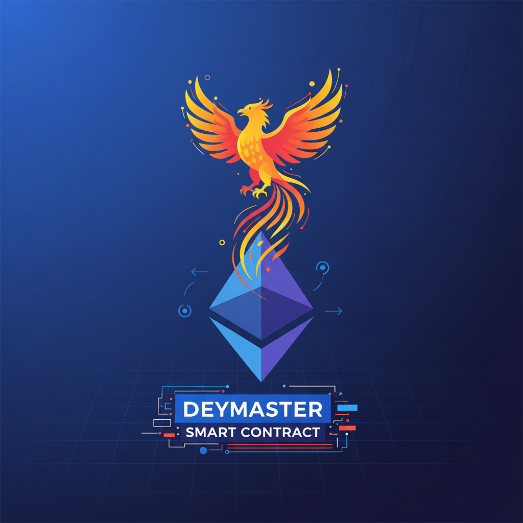 smart contract paymaster deploying on ethereum, fiery phoenix rising from code, vibrant digital art