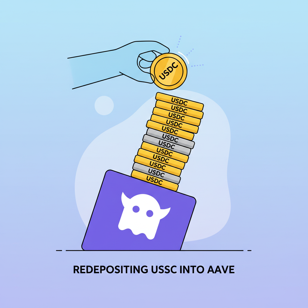 redepositing USDC coins stacking higher in Aave collateral pile