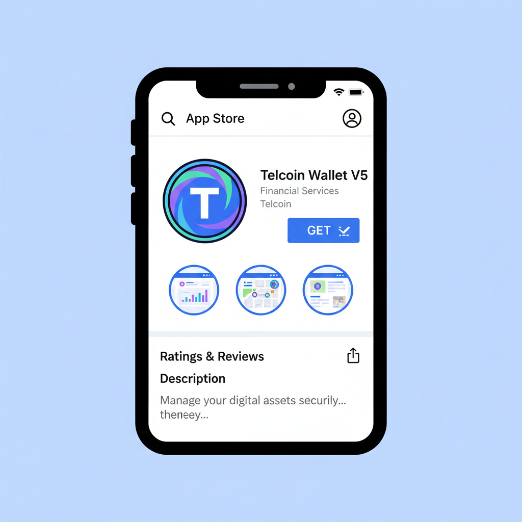 smartphone screen displaying Telcoin Wallet V5 app download page in app store