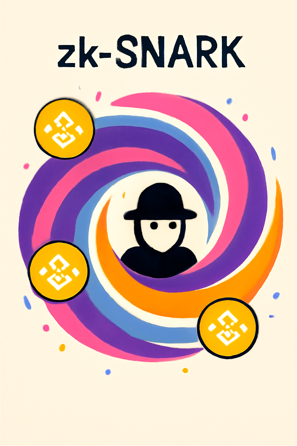 vibrant zk-SNARK cryptography swirling mixing BNB tokens anonymously