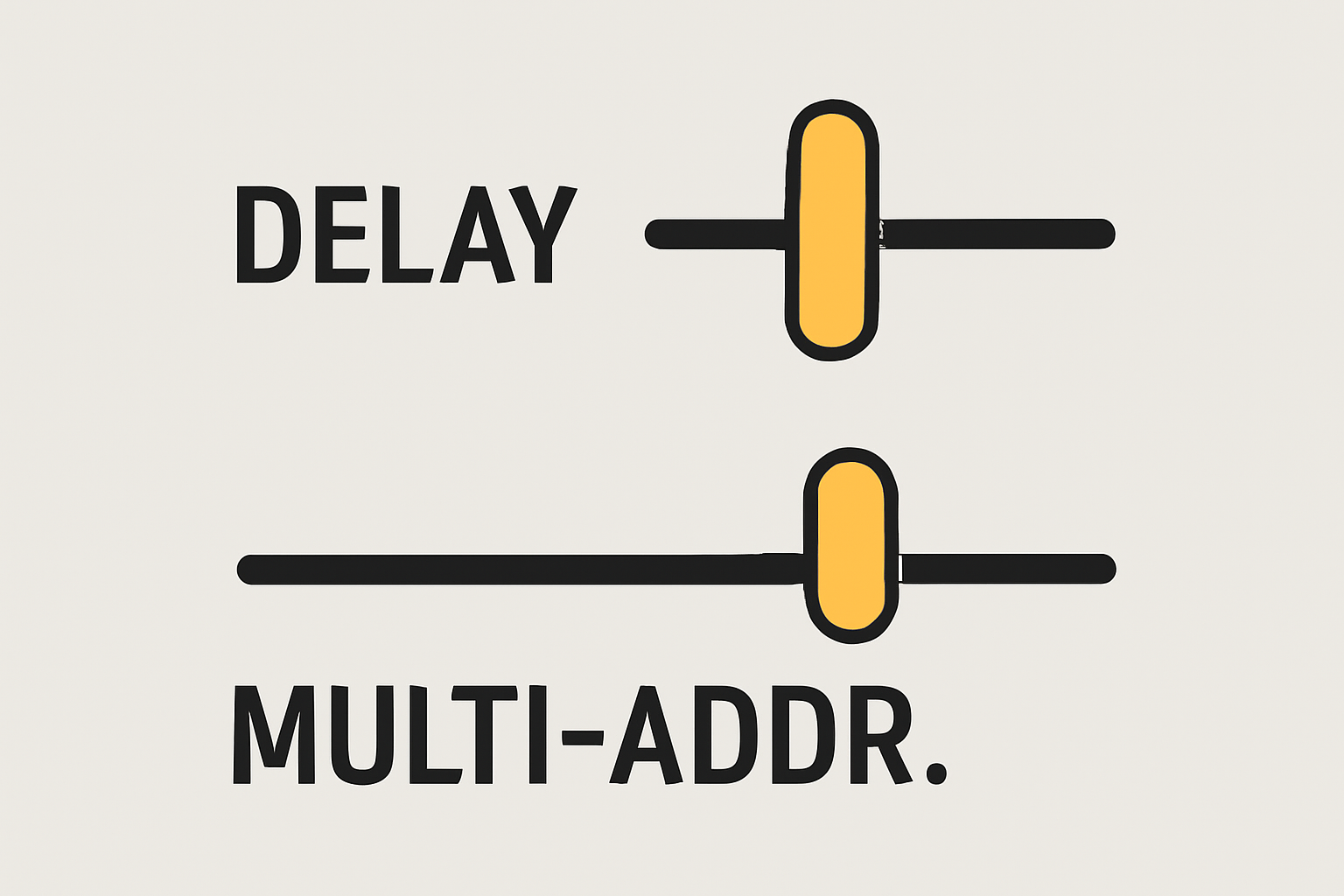 intuitive mixer settings sliders for delay and multi-address distribution