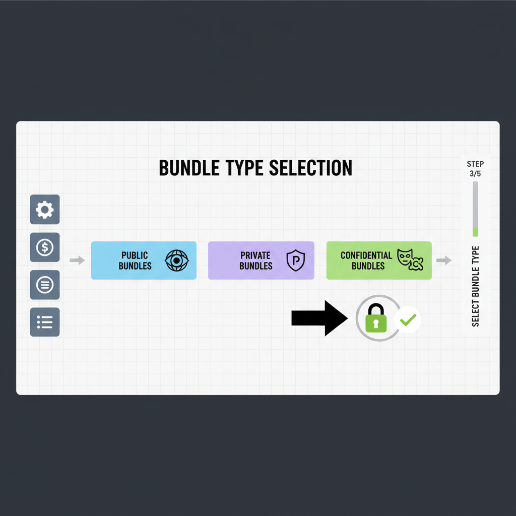 modular mev auction dashboard selecting bundle types with privacy icons