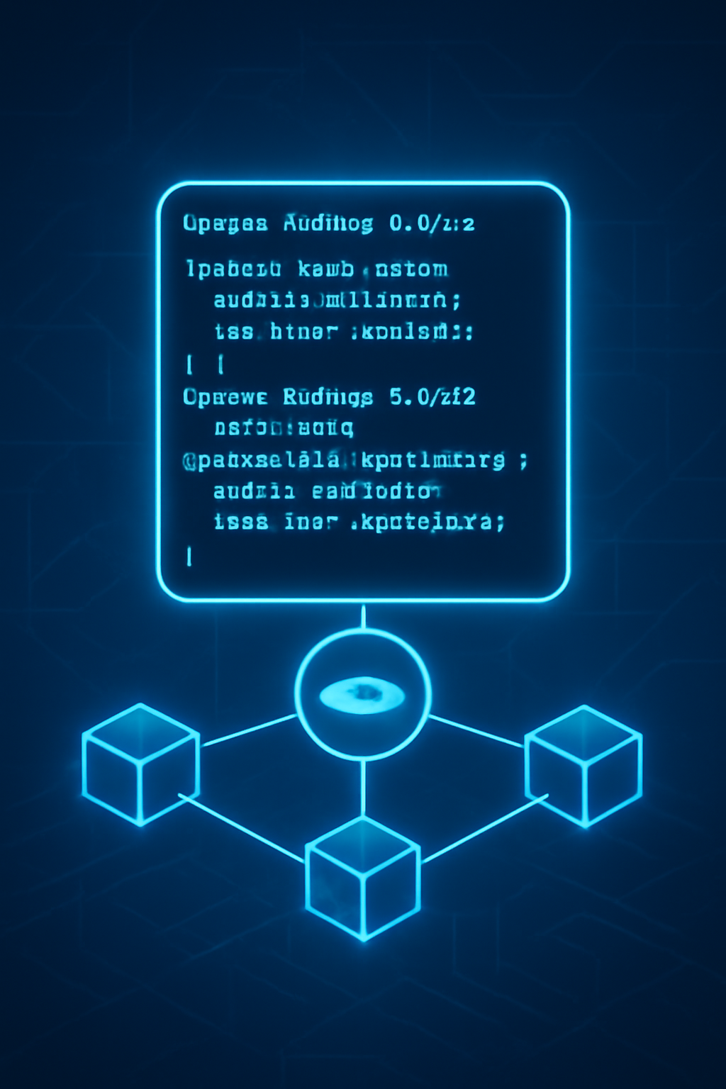 Solidity smart contract code for subscriptions glowing on blockchain network, Base chain theme, futuristic UI