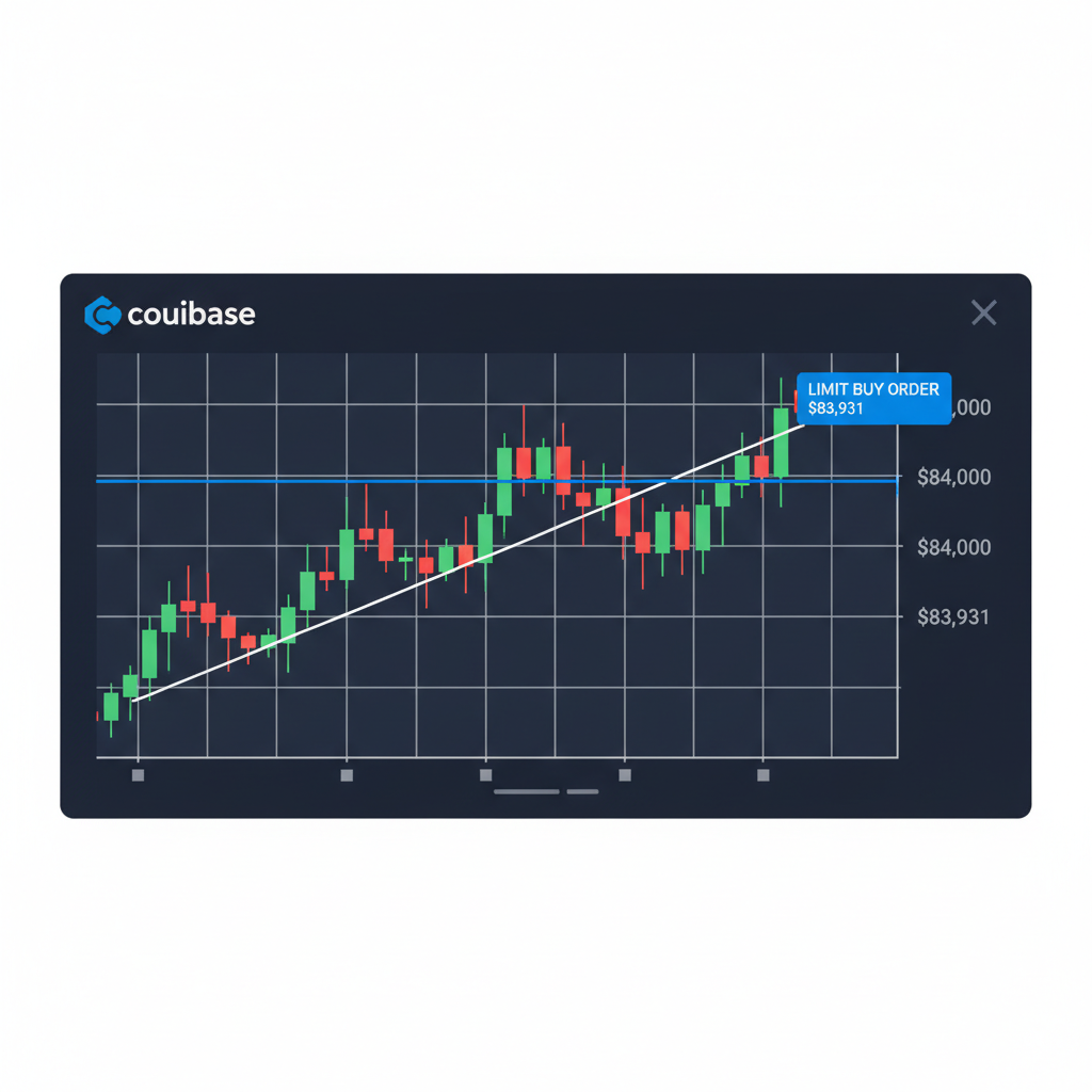 trading chart with limit buy order placed at $83,931 on Coinbase interface