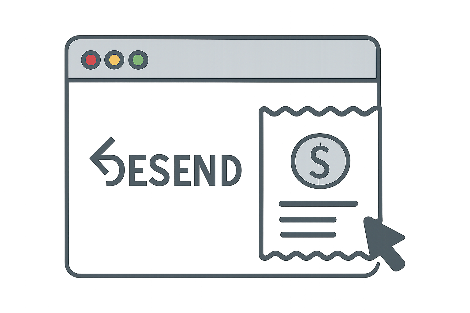 A web browser resending a request, attaching a digital receipt or proof of payment symbol.