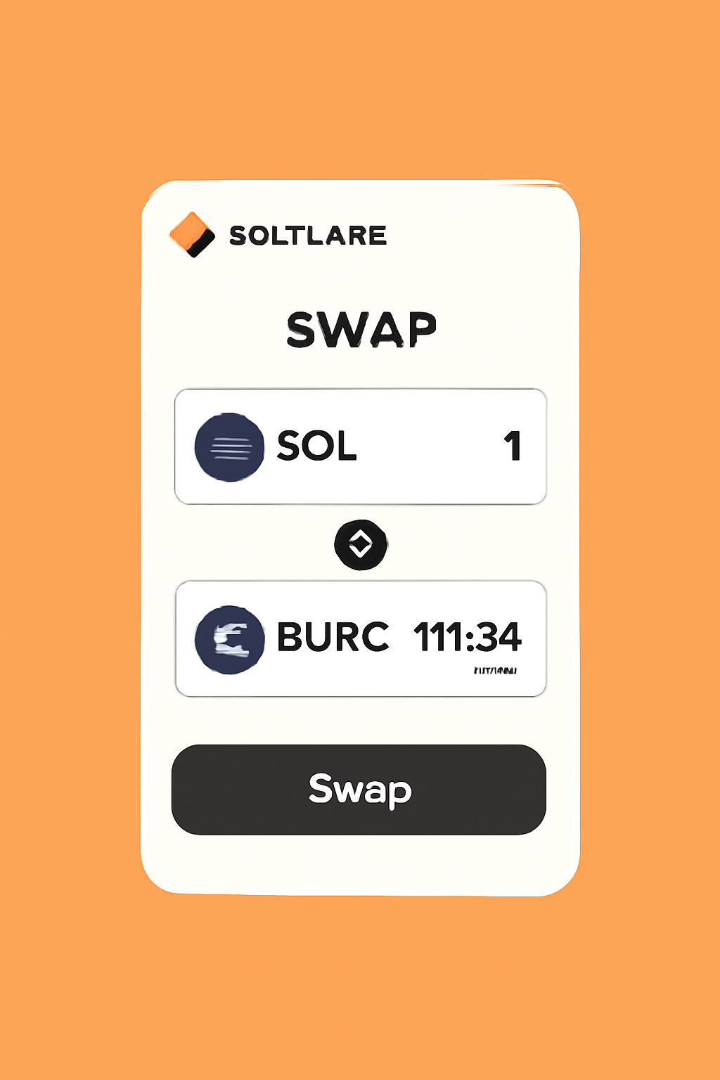 Solflare app swap interface, showing SOL being exchanged for EURC, with the EURC price ($1.17) displayed