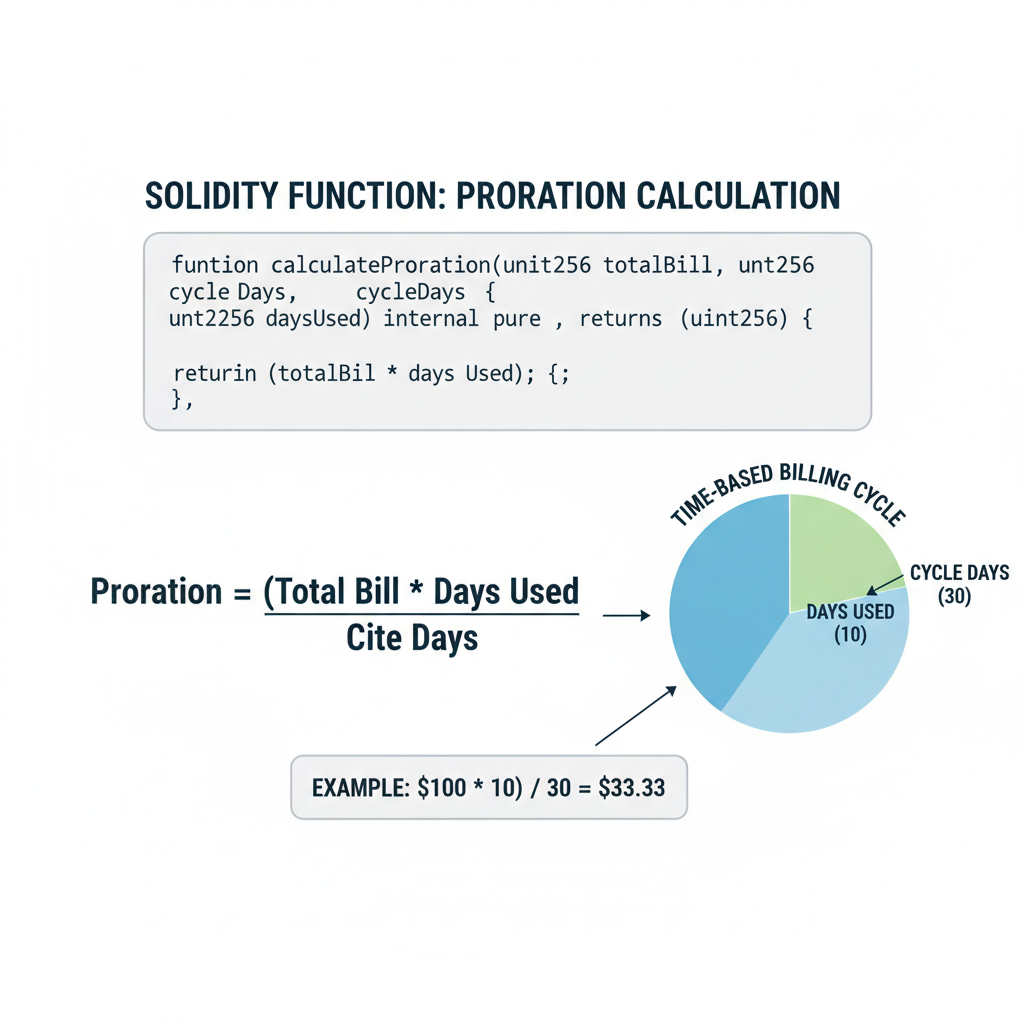 solidity function proration calculation math formula time-based billing cycle graph