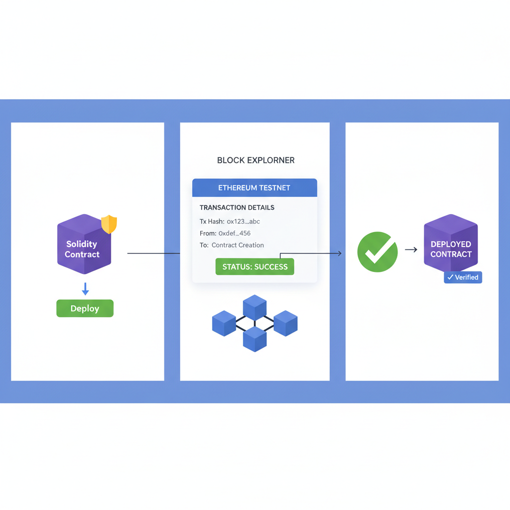 solidity contract deployment ethereum testnet block explorer transaction success