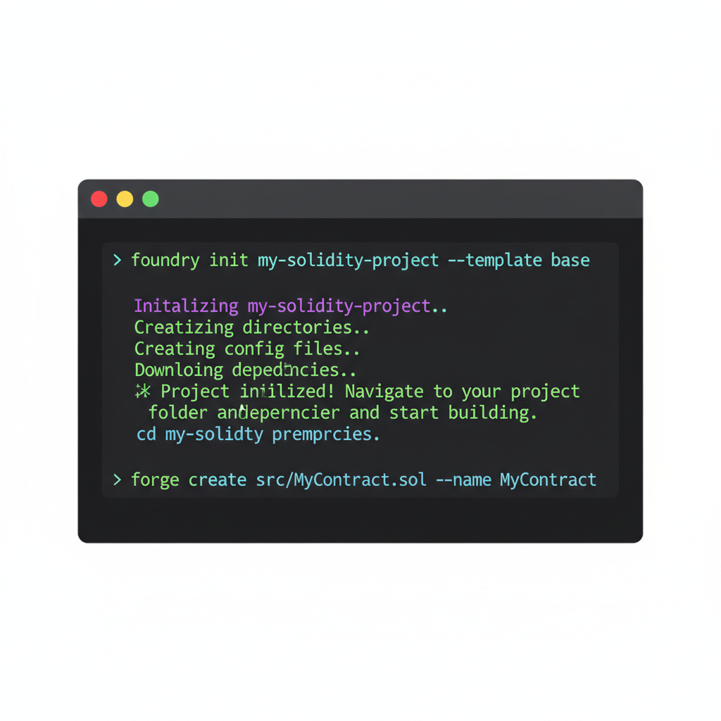 foundry forge terminal command line interface solidity project setup dark mode
