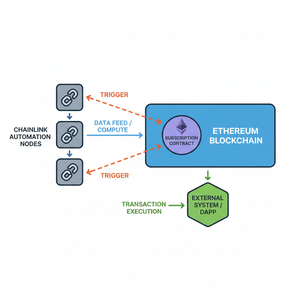 chainlink automation nodes connected to ethereum blockchain subscription contract diagram