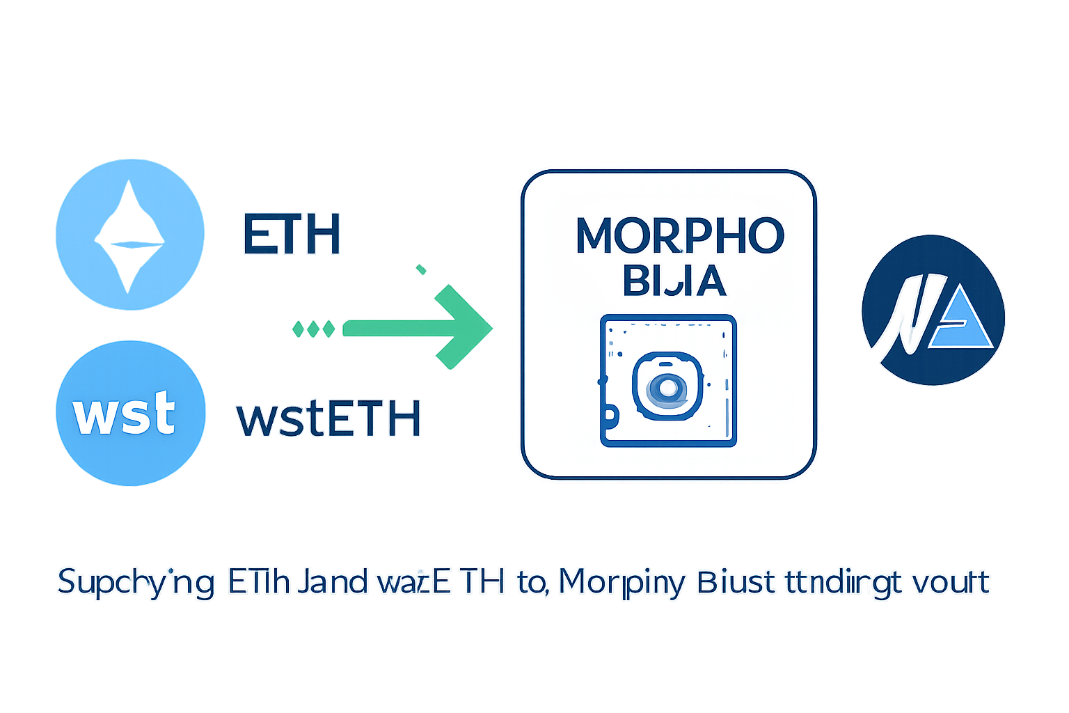 User supplying ETH and wstETH to Morpho Blue lending vault, green deposit animation, Arbitrum logo