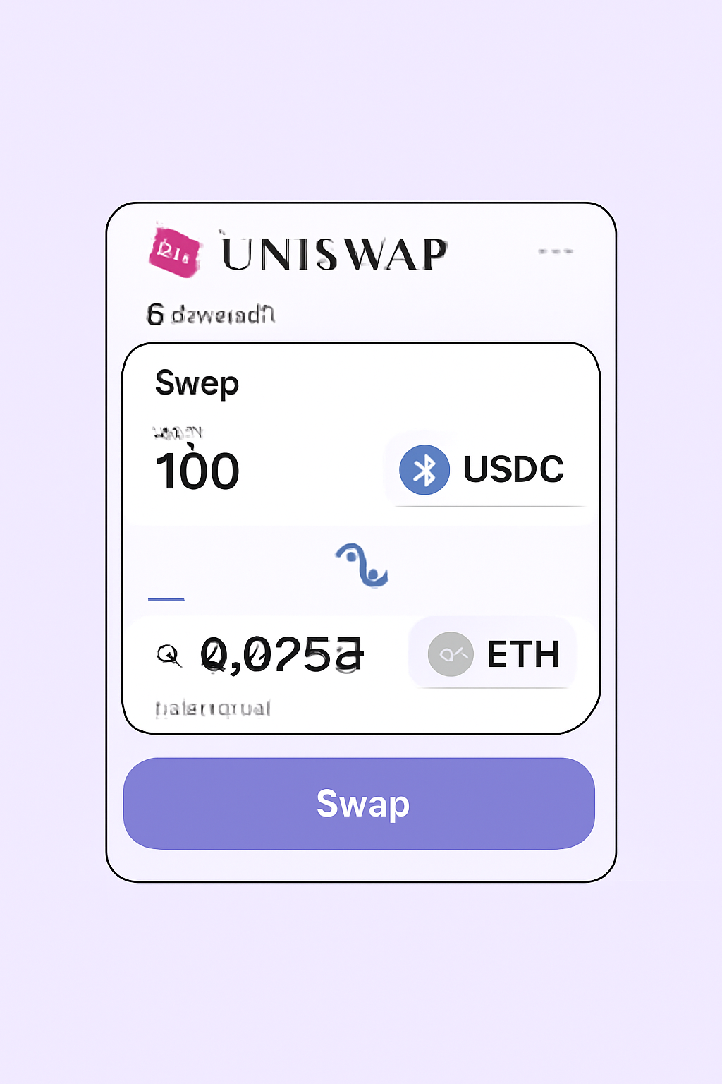 Uniswap swap interface converting USDC to ETH on Arbitrum, smooth token exchange animation
