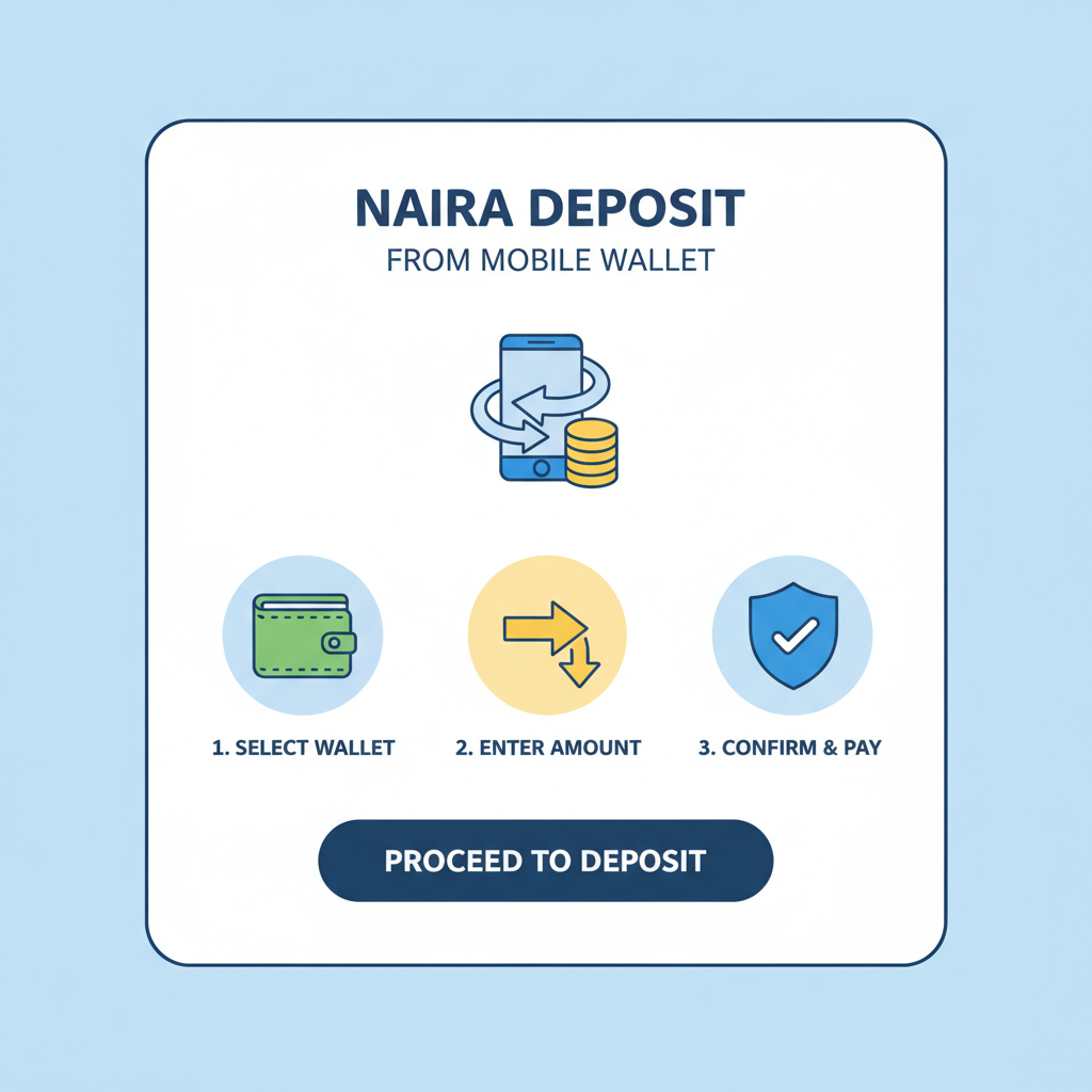app screen showing Naira deposit from mobile wallet
