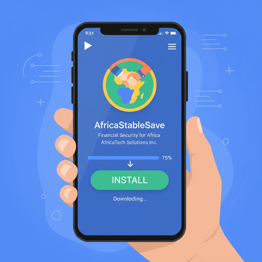 vibrant smartphone downloading AfricaStableSave app from Google Play Store