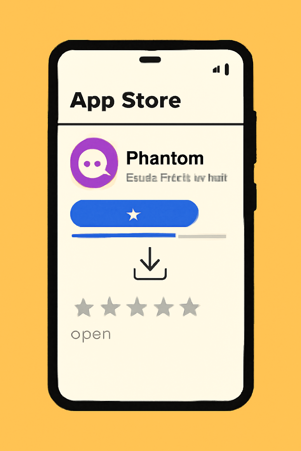 Solana Saga phone screen downloading Phantom wallet from app store