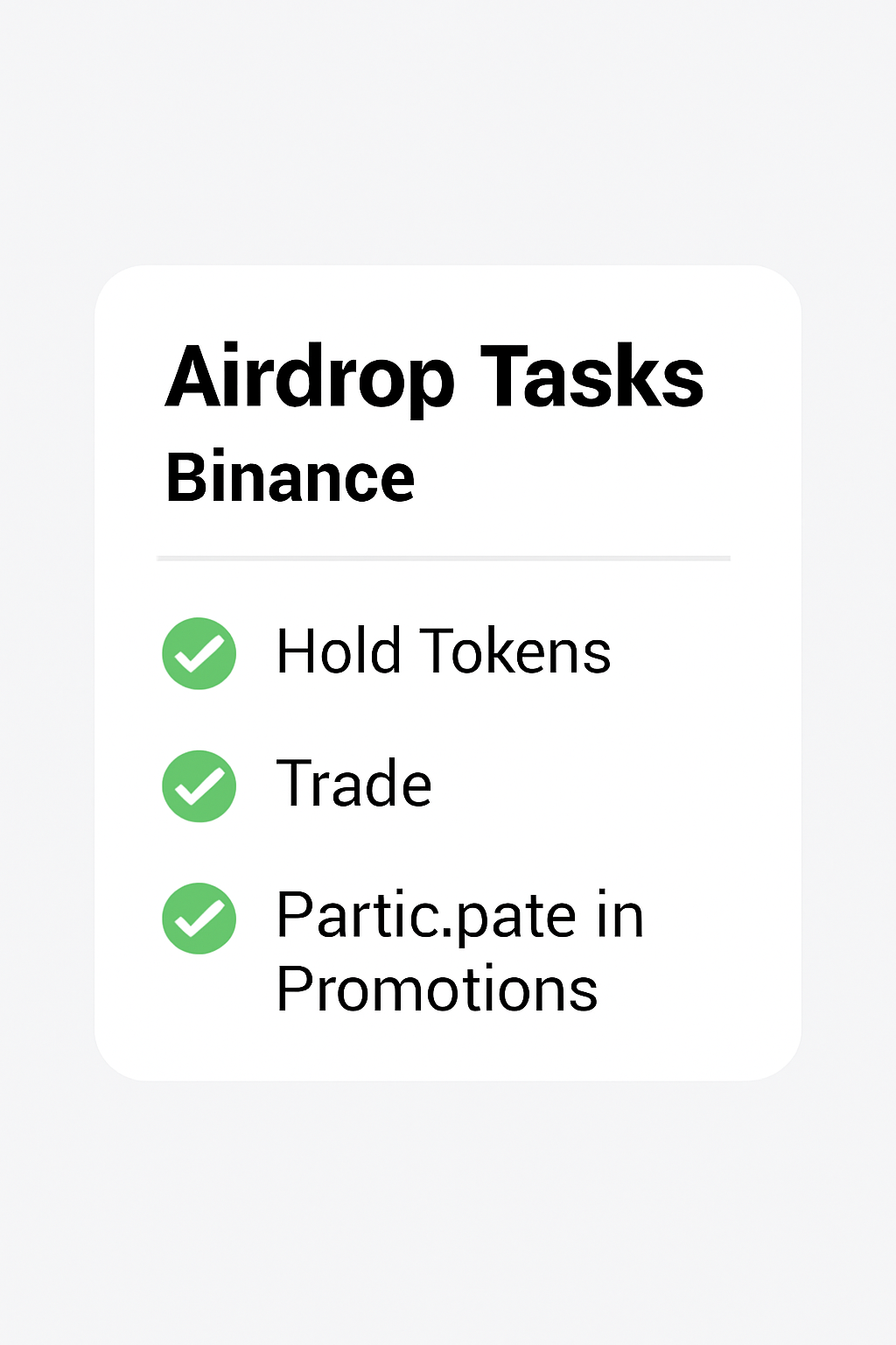 A checklist of airdrop tasks on Binance, with items like holding tokens, trading, and participating in promotions, all checked off, user interface, task completion visuals