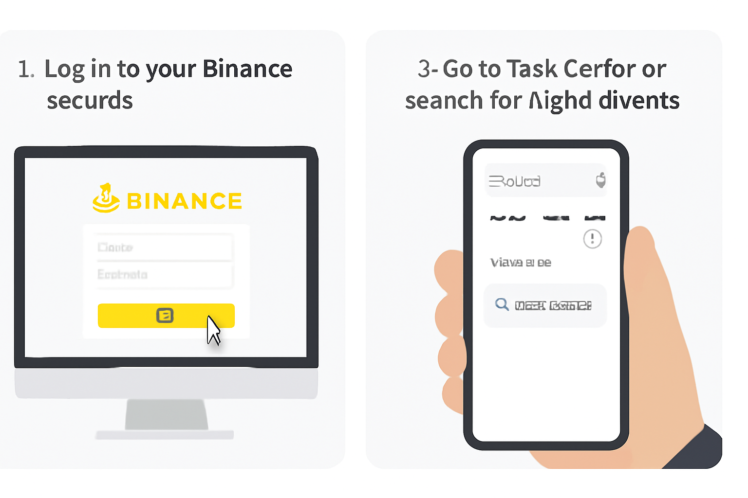A user logging into their Binance account and navigating to the Task Center or searching for Alpha Events on the Binance homepage, clear interface, desktop or mobile view, modern UI