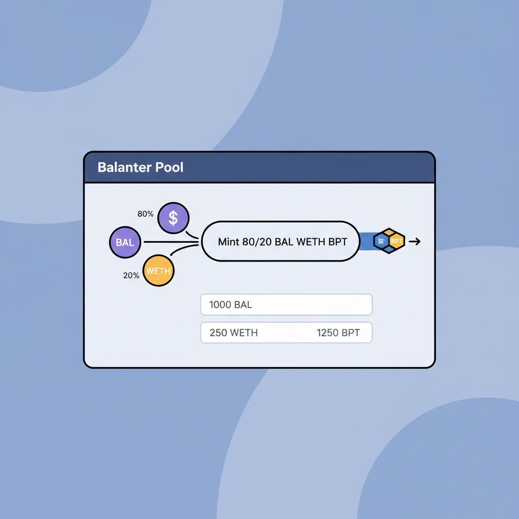 Balancer interface minting 80/20 BAL WETH BPT, tokens flowing in
