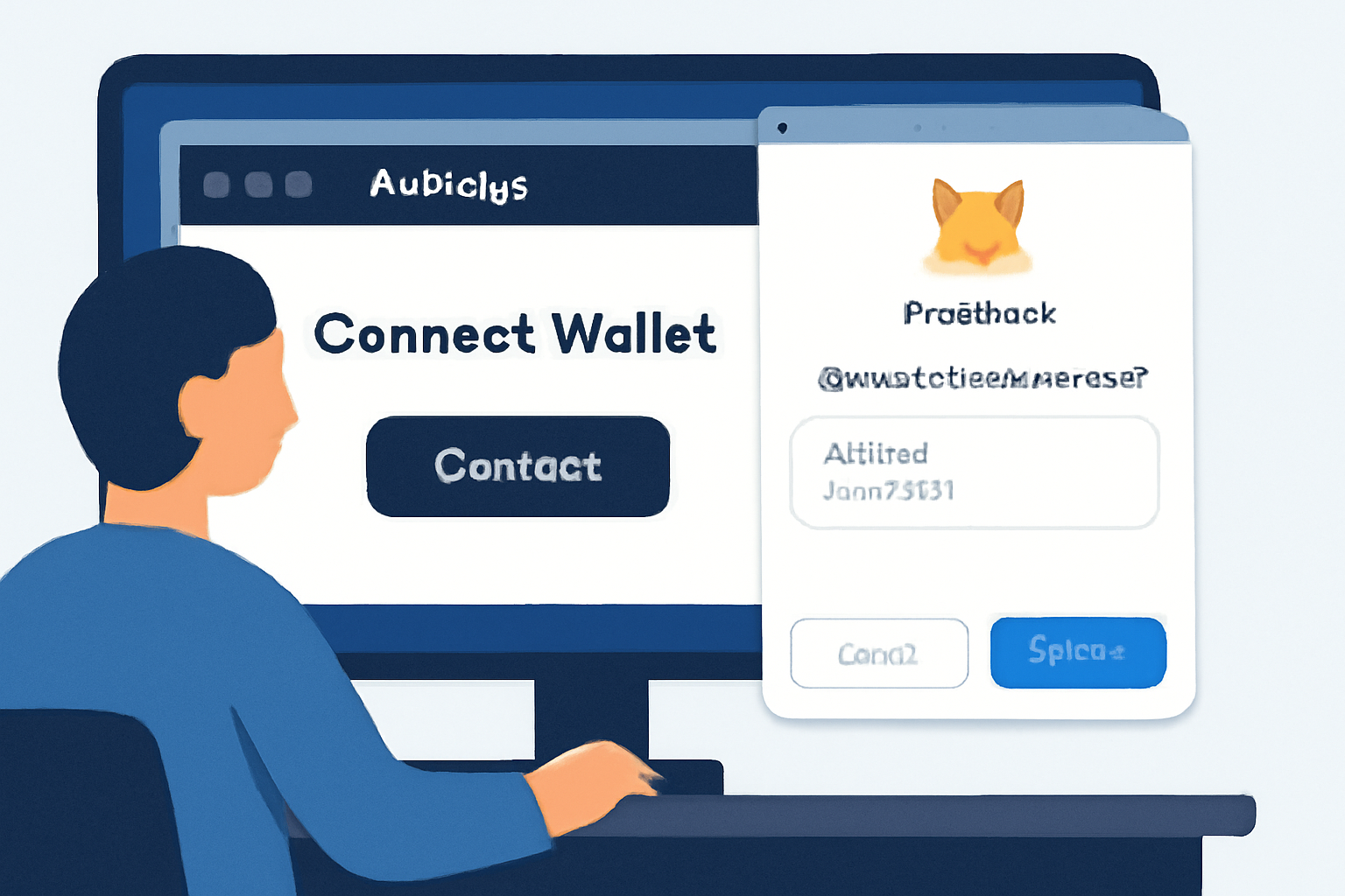 A user on a computer screen connecting their MetaMask wallet to the deBridge website, showing the MetaMask pop-up for approval.