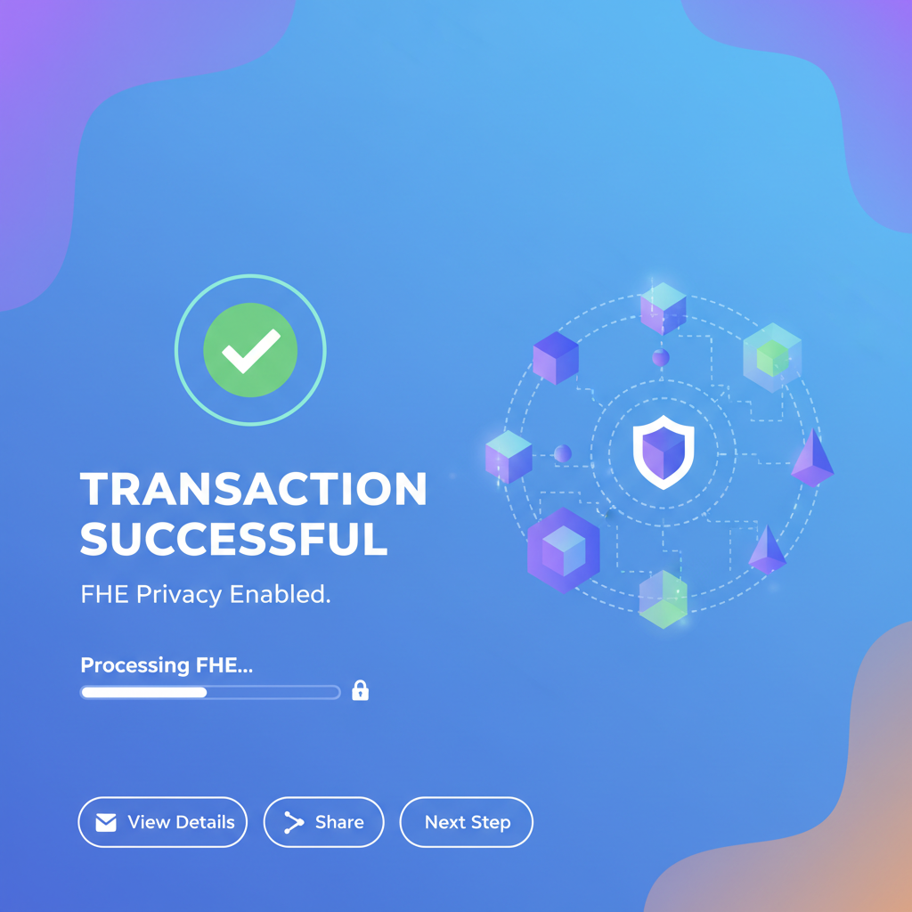 Solana tx success screen with FHE privacy visualization