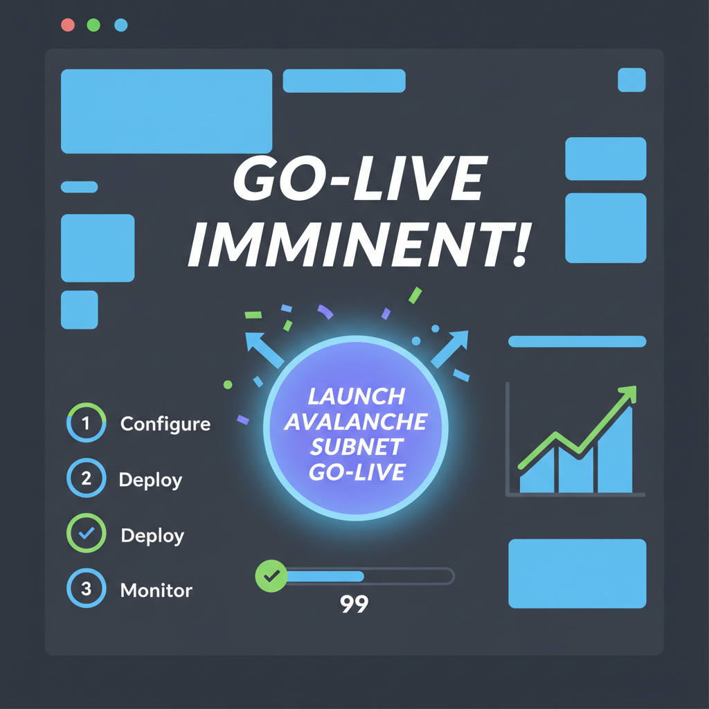launch button for Avalanche subnet go-live, enterprise control panel celebrating