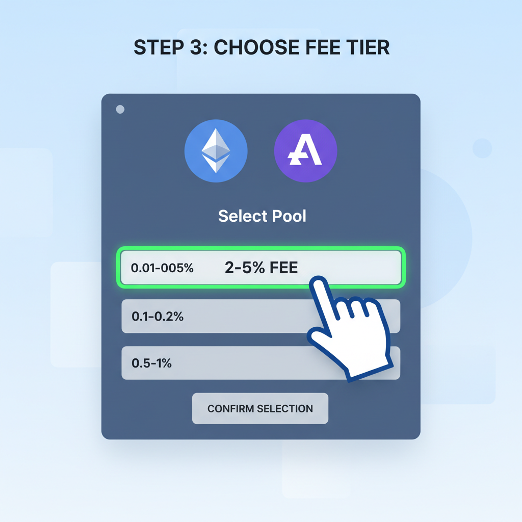 KyberSwap UI selecting ETH/ARB pool with 2-5% fee tier highlighted