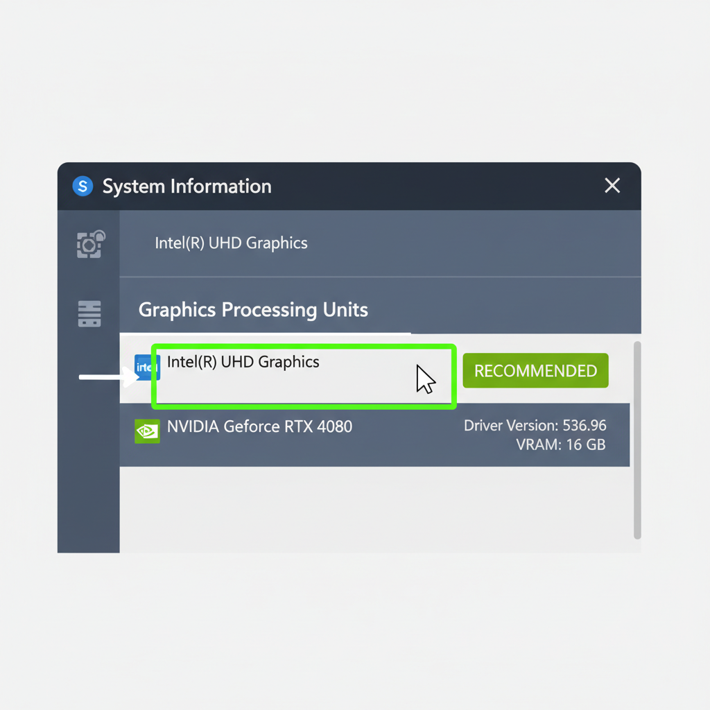 professional screenshot of GPU specs check with NVIDIA RTX card highlighted