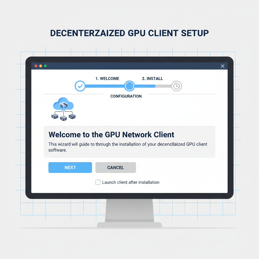 clean installation screen of decentralized GPU client software on desktop