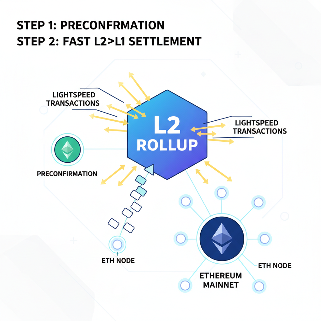 Optimizing L2 rollup with preconfirmation lightspeed transactions, fast blockchain arrows and Ethereum nodes connecting