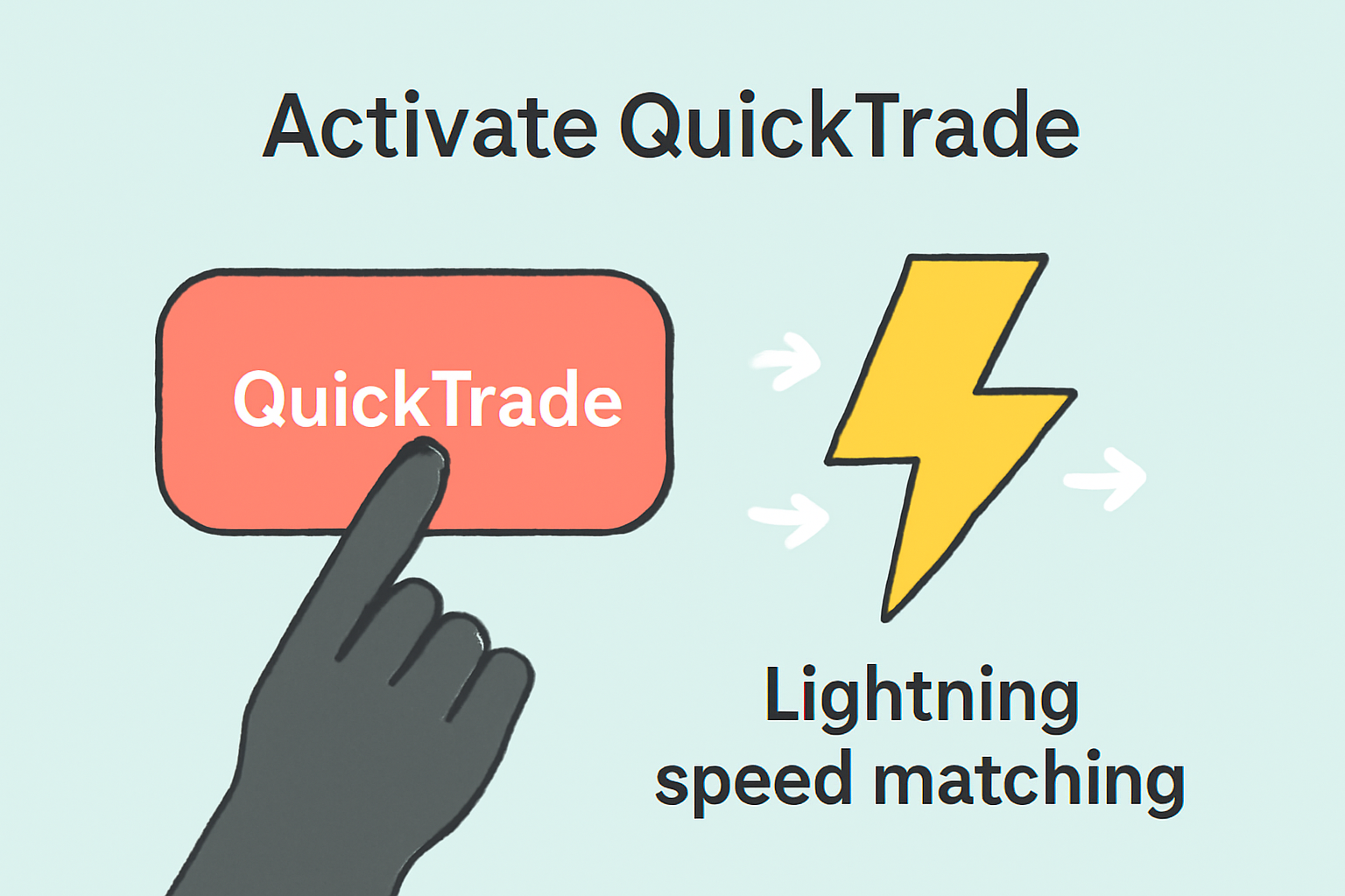 QuickTrade button activation screen with lightning speed matching visualization