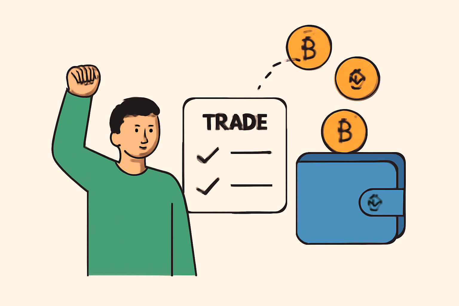 successful trade completion with tokens flowing into digital wallet