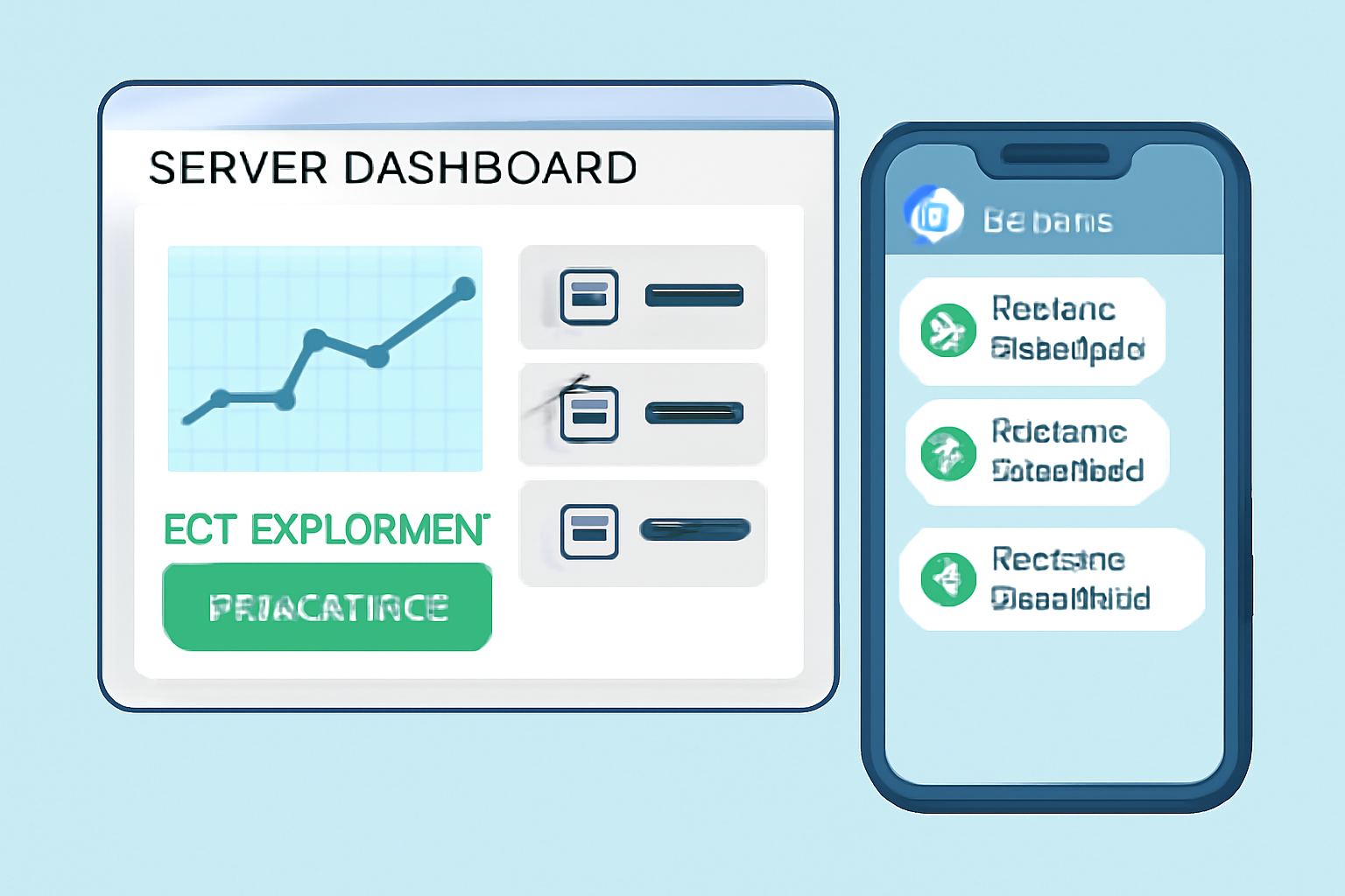 Server dashboard showing bot deployment, with a phone displaying successful payment confirmations in Telegram