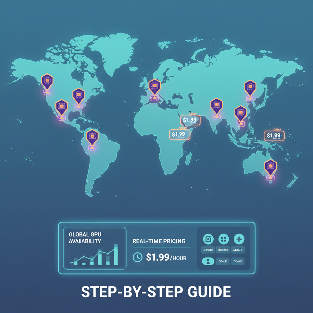 world map glowing with H100 4090 GPU clusters pins cheap $1.99 prices dashboard