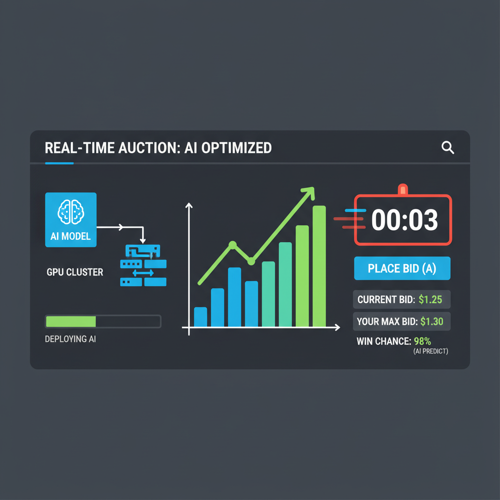intense real-time bidding auction screen deploying AI model on GPU cluster