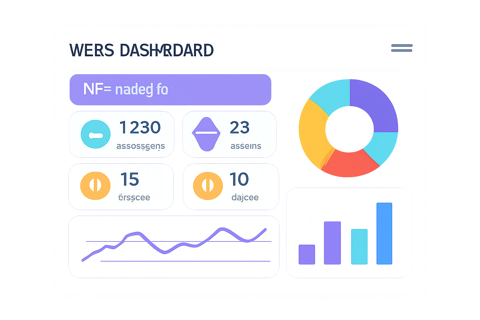 Modern web3 dashboard showing NFT badges stats charts transparent UI