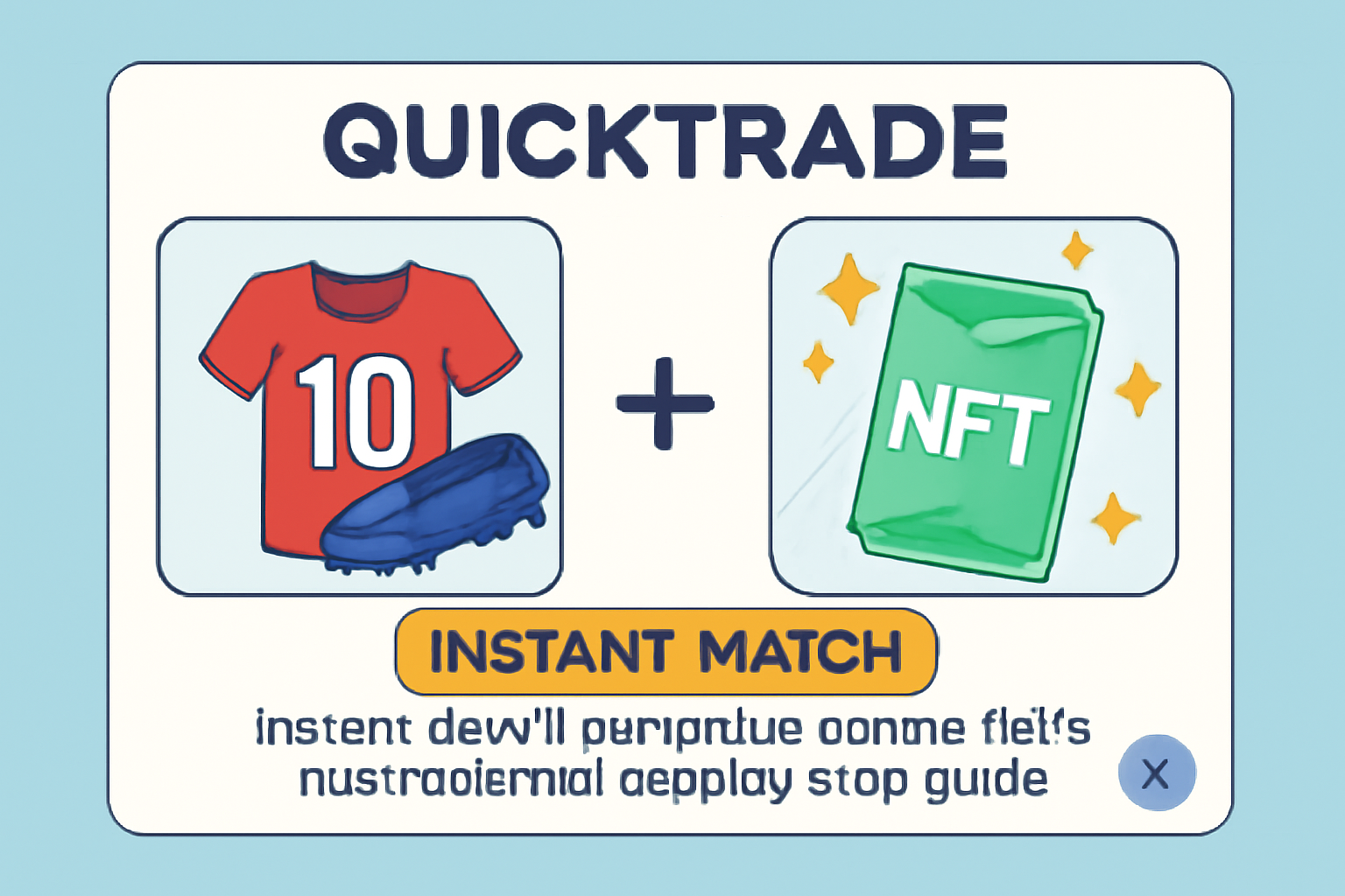 QuickTrade interface bundling NFL jersey and boots into shiny NFT pack, instant match animation