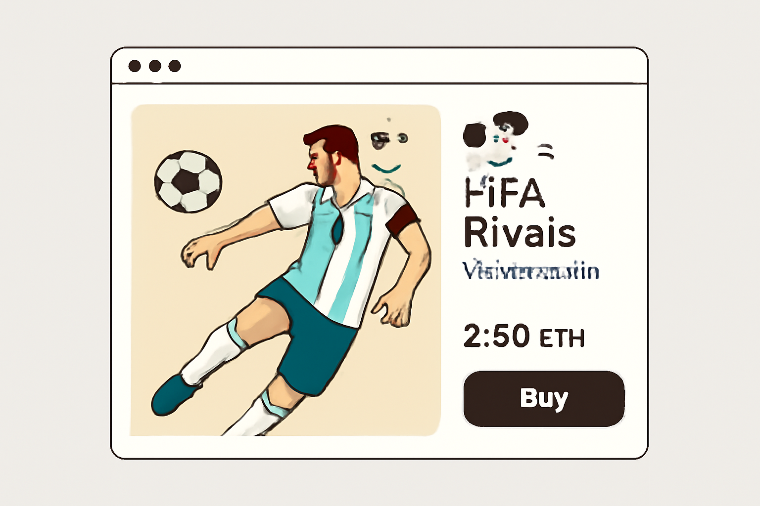 FIFA Rivals NFT collection with soccer ball and Messi fragments on marketplace listing, dynamic action pose