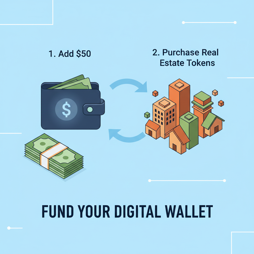 digital wallet funding with $50 for real estate tokens
