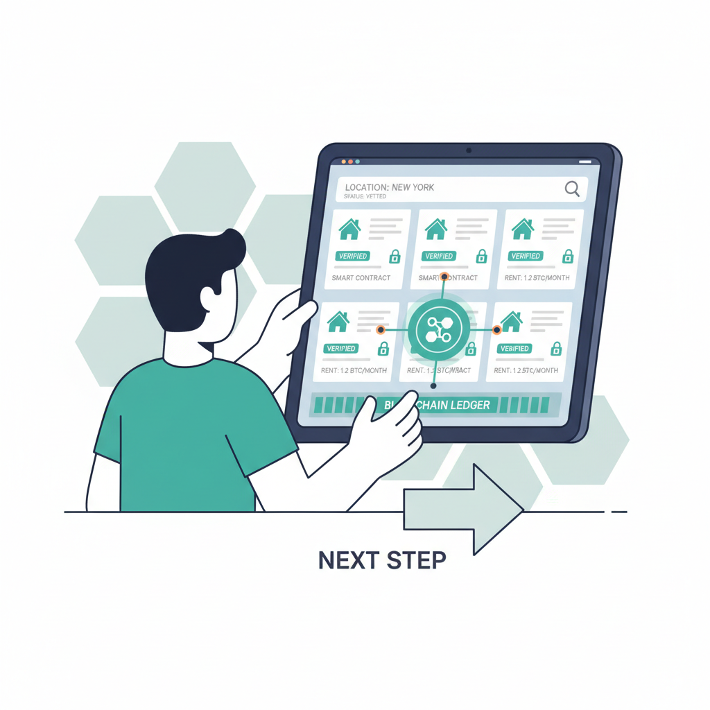 browsing vetted rental properties on blockchain real estate app