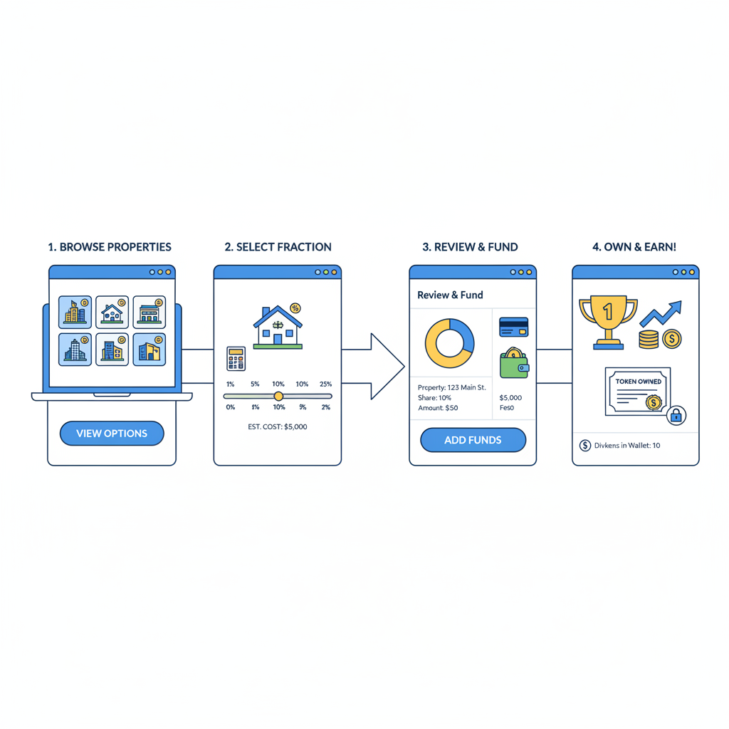 buying fractional real estate tokens on platform dashboard