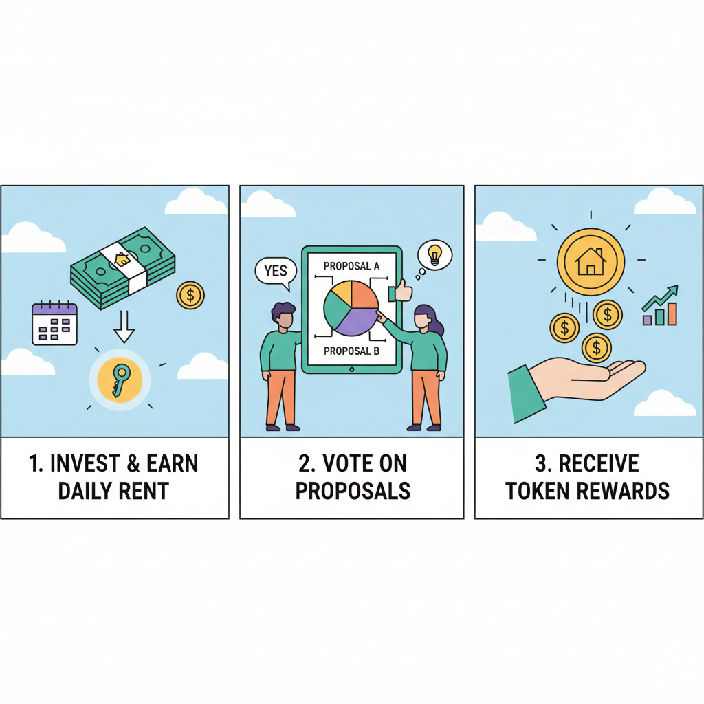 earning daily rent and voting on real estate token platform