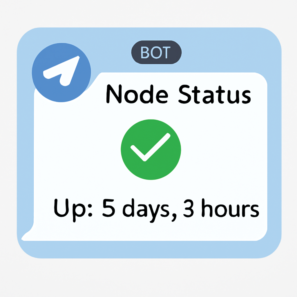telegram app notification alert for node status, bot message with uptime data