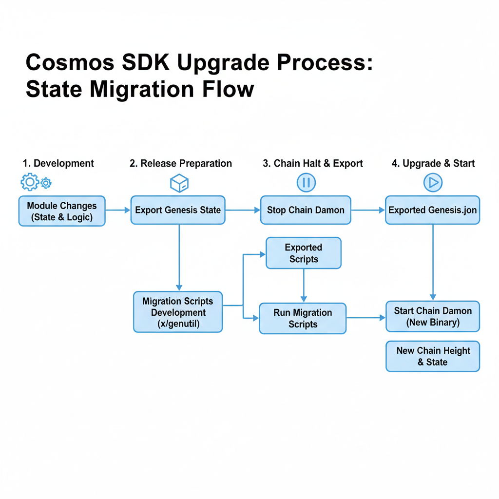 State migration flowchart, Cosmos SDK upgrade process