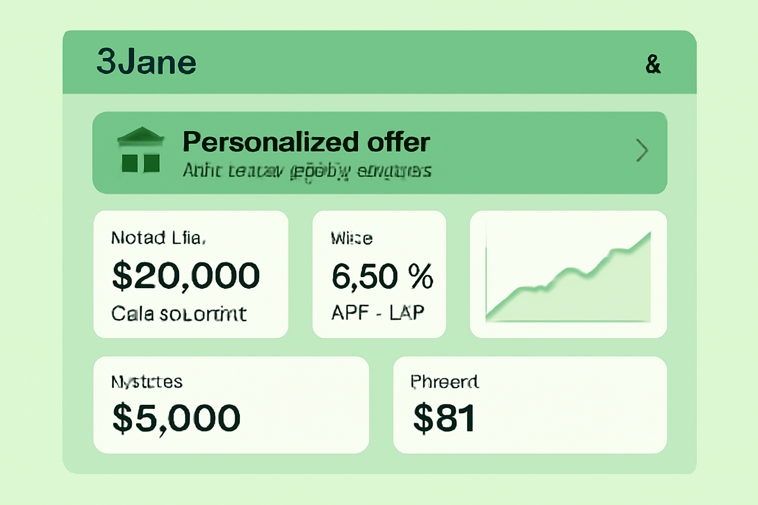 3Jane dashboard with USDC credit limit and rates display, charts and metrics, green personalized offer theme